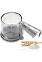 Stainless steel sugar spatula with double-layer sieve, suitable for flour and sugar.