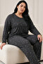 Anthracite Patterned Lycra Large Size Oversized Knitted Pajama Set26240922