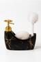 300 ml Black Marble Patterned Porcelain Liquid Soap Dispenser and Sponge Holder |   Gold Pumped - 3