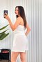 Women's White Muslin Textured Pocketed Elastic Waist Lace-Up Short Shorts - 6