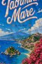 Vintage Taormina Mare Sicily Coast Poster Patterned 70X150 Beach Towel - Cotton Bath Towel - 3