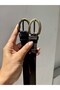 Women's Black Color Faux Leather Belt with Bronze Buckle - 4