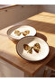 Lcw Home Mixed Leopard Patterned Ceramic Cake Plate with Bow Figure, Set of 4