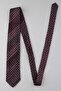 Burgundy Motif Patterned Italian Silk Pleated Tie Est238 - 5