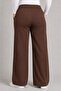 Brown High Waist Striped Pocketed Women's Oversized Plus Size Palazzo Trousers - 2