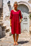 Red Pool Collar 3/4 Sleeve Hidden Pocket Lined Brodelee Casual Cotton Woven Dress 105 56 - 3