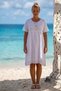 White Pool Collar Short Sleeve Lined Lace Robe Skirt Hem Lace Cotton Woven Dress 107 60 - 5