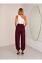 High Waist Pleated Detailed Cuffed Cuff Loose Woven Fabric Trousers - 4