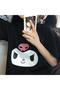 Mi̇ngalondon Kuromi Face Printed Black Unisex Oversize T-Shirt