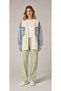 Women's Two-Sided Denim Garnished Hair Knit Cardigan Jacket Oversized Jacket with Denim Detail on Both Sides - 2