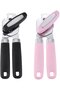 Two-piece 3-in-1 manual can opener set - Non-slip handle - Ergonomic design - No sharp edges, safe - Saves time and effort - Black and pink - 4