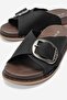 Single Buckle Women's Slippers Black - 3