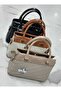 Women's Straw Woven Fabric Hand Shoulder Bag Matte Black - 2