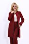 Zero Neck Straight Long Jacket-Burgundy