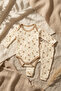 Nura Teddy Series Ribbed Cotton Textured Baby Set - Ecru Teddy Bear Patterned Long Sleeve Bodysuit and Pants - 7