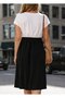 Women's short sleeve double-breasted collar two-tone midi viscose dress - 3