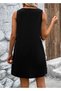 Women's Strappy V-Neck Wide Cut Detailed Short Janjan Crepe Dress - 3