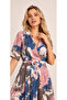 Modal Fabric Buckle Detailed Belted Patterned Midi Dress - 2