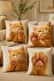 Cute Cat Patterned 4-Piece Throw Pillow Cover Set