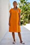 Orange Round Neck Short Sleeve Pocketed Lined Washable Robe Embroidered Cotton Woven Dress 106 55 - 7