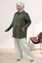 68064 Plus Size Double Tensel Shirt with Hidden Placket - Khaki - 3