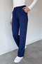 Navy Blue Buttoned Palazzo Trousers - 2