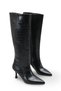 Stella Gioia Women's Pointed Toe Heeled Boots 0012520 Black Crocodile - 3