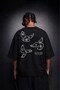 Men's Black Heavy Embossed Print Oversize Tshirt - 2