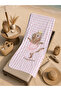 Pink Gingham Capybara Patterned 70X150 Beach Towel - Digital Printed Bath Towel - 4