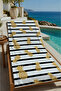 Black and White Striped Golden Yellow Pineapple Patterned 70X150 Beach Towel - Digital Printed Fade-Resistant Bath Towel