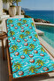 Turquoise Coconut and Tropical Sea Pattern 70X150 Beach Towel - Digital Printed Fade-Resistant Bath Towel