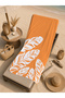 Orange Background White Tropical Leaf Pattern 70X150 Beach Towel - Cotton Bath Towel - 5
