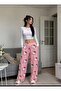 Character Patterned Pink Baggy Wide Leg Women's Sweatpants