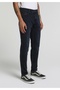 Slim Fit Low Waist Narrow Leg Men's Blue Black Denim Jean Trousers - 4