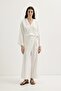 Linen Trousers with Flap and Ties, Ecru - 3