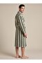 Cotton Paris Maison Stripe Premium Series Jacquard Striped 100% Cotton Shawl Collar Luxury Unisex Bathrobe - Forest Green - 7