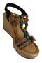 25Y155-3 36/41 Women's Wedge Sole Stone Sandals - 5