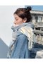 Women's plaid scarf blue 200x60cm warm tassel winter shawl. - 2