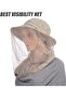 Sun hat with mosquito net dark gray hunting hidden insect net. - 3