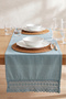 Mineral Blue Lacy Cotton Lace Runner 40X150 cm