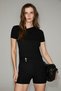 Cuquis women's soft and flexible fabric buckle detailed slim fit black shorts