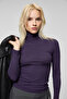 Neloura women's turtleneck stretch fabric purple blouse - 4