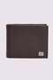 Brown textured card and coin compartment men's wallet
