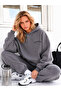 Women's Est 2012 Printed Oversize 3 Thread Hooded Tracksuit Set - 3