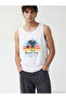 Nevavm with Difference Oval Collar Florida Printed Men's Sleeveless T-Shirt