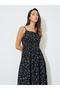 Multi-Color Floral Print Strappy A-Line Midi Dress - 3