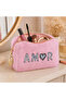 Plush Pen Holder and Makeup Bag Zippered Multi-Purpose Organizer Bag Pink