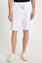 Men's 3-pack white-blue-beige relaxed fit comfortable cut 100% cotton drawstring waist double pocket shorts - 3