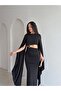Sorenta Waist Detailed Maxi Dress 4019 - Black - 2