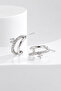 Women's Silver Zircon Stone Hoop Earrings - 3